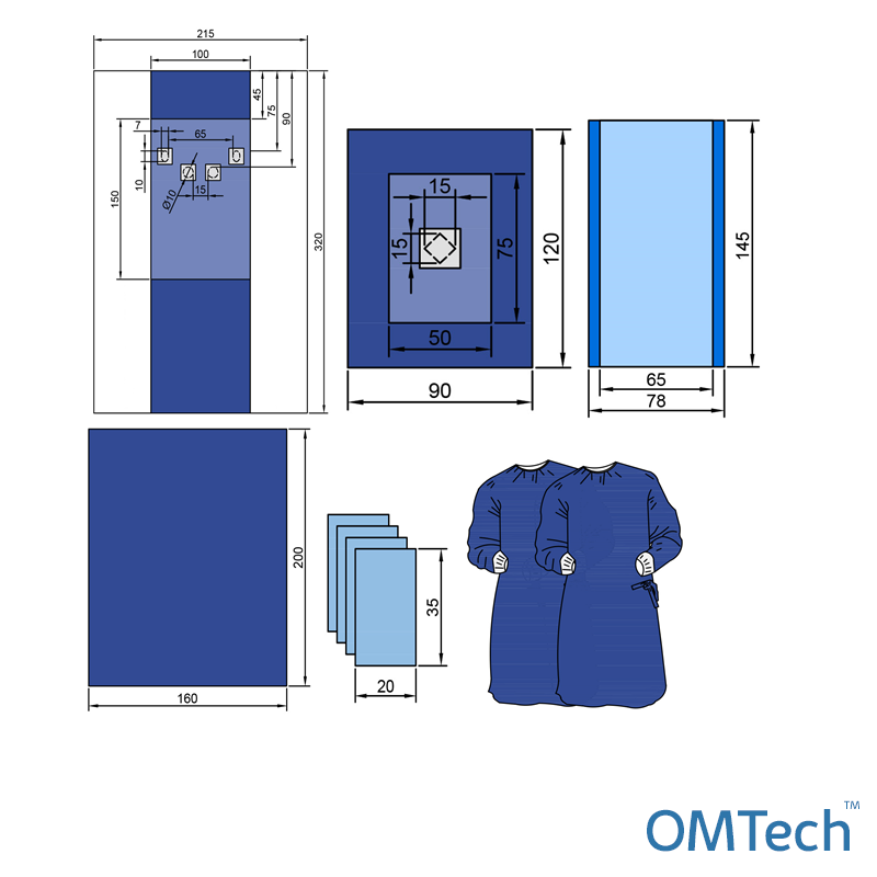 Комплект одягу та покриття операційного OMTech™ для ангіографії №7 стерильний